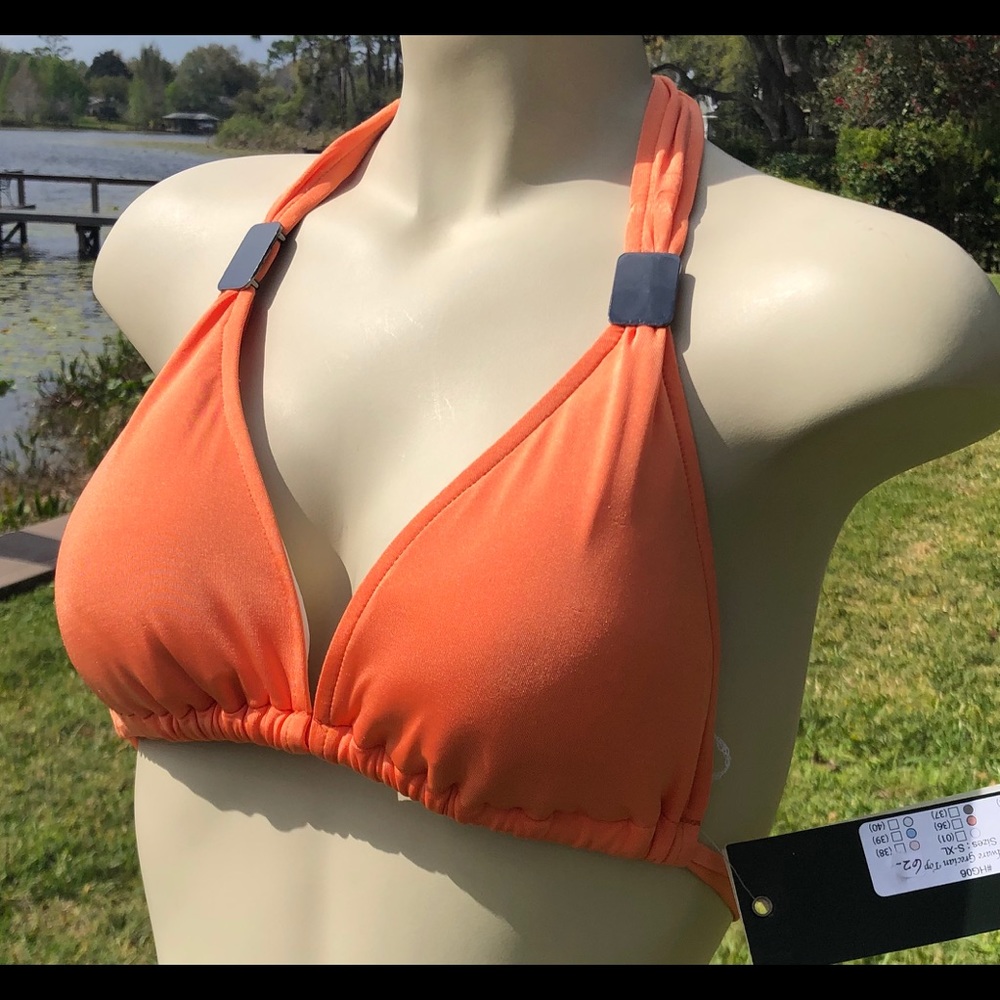 Citrus Orange Triangle Tie Back & Neck Bikini Top